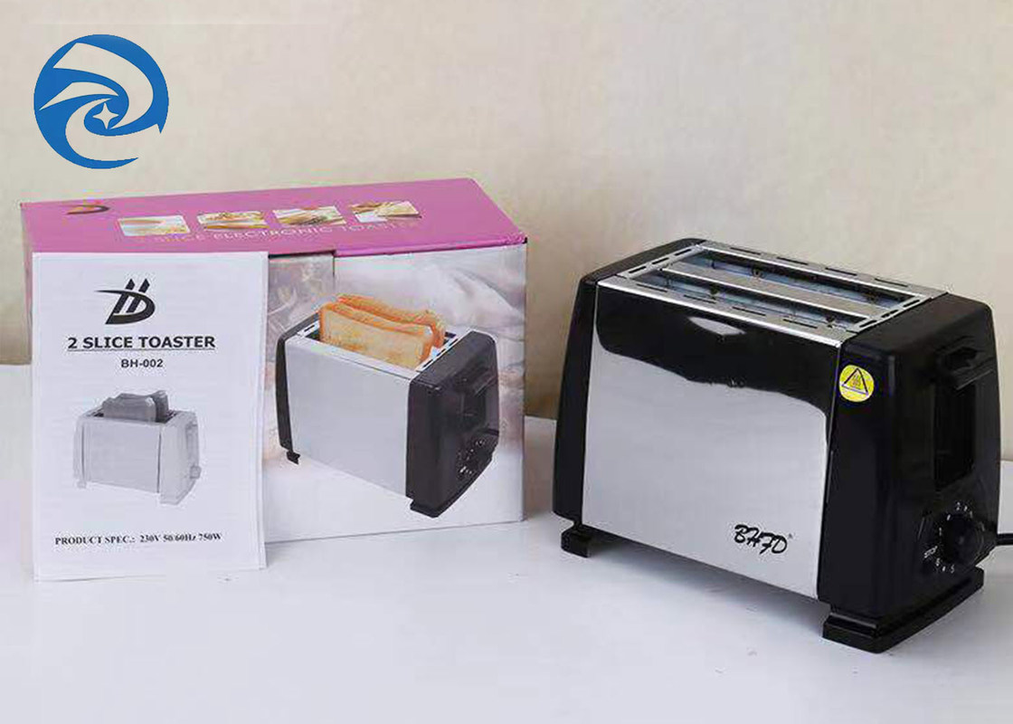 220V 750W ब्रेड टोस्टर 2 स्लाइस स्टेनलेस स्टील 6 स्पीड
